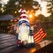 4th of July Patriotic Gnome with Solar Lantern – 7.9" Resin Garden Gnome Holding American Flag, Independence Day Decoration for Table, Closet, or Garden, Perfect Gnome Gift for Women